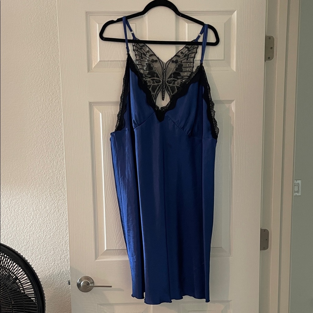 Source Unknown Royal Blue Chemise with Black Lace